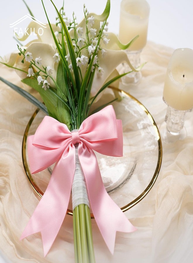 FAKILO Pink Satin Bows for Gift Wrapping, 14cm Ribbon Gift Bows for Birthday, Wedding, Party,Christmas Decoration,24 Pcs - Image 5